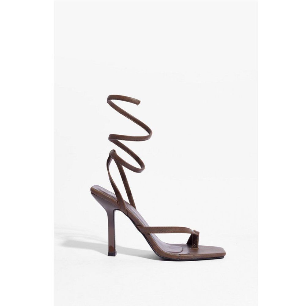 Nasty Gal Square Toe Wrap Around Stiletto Heels